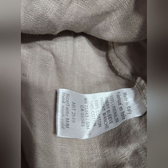 Terzo Millenio Made in Italy 100% Linen tiered mini sundress off shoulder M - Picture 6 of 6